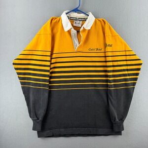 Vintage Halbro Rugby Shirt Mens 44 90s Heavy Cotton Polo Made in USA CADET BAND